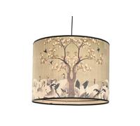 DKD Home Decor Lámpara de Techo Bambú y Metal Garzas Cerezo 55x55x42 cm