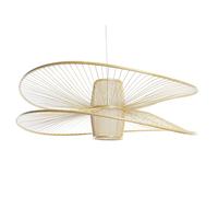 DKD Home Decor Lámpara de Techo Bambú y Poliéster Natural/Blanco 100x100x32 cm