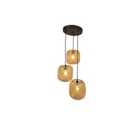 DKD Home Decor Lámpara de Techo de Bambú 43x43x100 Marrón y Negro