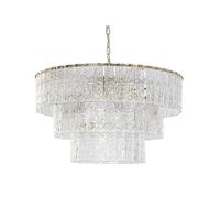 DKD Home Decor Lámpara de Techo de Cristal y Metal Transparente y Dorado 80x80x40 cm