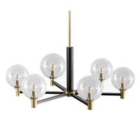 DKD Home Decor Lámpara de Techo de Metal y Cristal Bolas Negro y Dorado