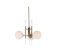 DKD Home Decor Lámpara de Techo de Metal y Cristal con Bolas Dorado y Blanco