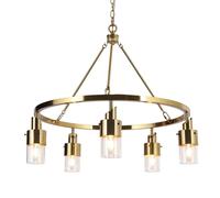 DKD Home Decor Lámpara de Techo Metal y Cristal Dorado