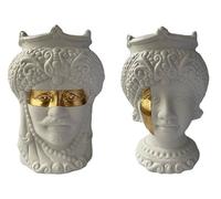 DKD Home Decor Macetero de Porcelana Cabeza Siciliana 15x15x26,5 cm