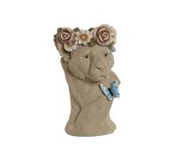 DKD Home Decor Macetero Magnesia Leopardo Flores Crema