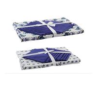 DKD Home Decor Mantel y servilletas 150 x 250 x 0,5 cm Azul Blanco (2 Unidades)