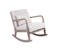 DKD Home Decor Mecedora de Lino y Rubberwood Beige