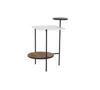 DKD Home Decor Mesa Auxiliar Blanco Marrón Negro Madera Metal Mármol 56,5 x 38 x 66 cm
