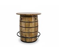 DKD Home Decor Mesa de Bar Mango y Metal con Diseño de Barril