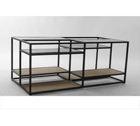 DKD Home Decor Mesa de Centro Metal Madera 120x60x50 Negro y Natural