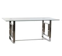 DKD Home Decor Mesa de Comedor Acero y Cristal Bianca 180x90x75