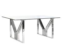 DKD Home Decor Mesa de Comedor de Acero Cromado y Cristal 180x90x75 cm