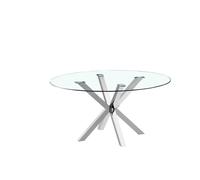 DKD Home Decor Mesa de Comedor de Acero y Cristal Plateado 110x110x76