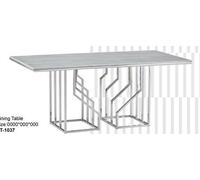 DKD Home Decor Mesa de Comedor de Acero y Cristal Simil Mármol 180x90x75