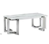 DKD Home Decor Mesa de Comedor de Acero y Cristal Símil Mármol 180x90x76