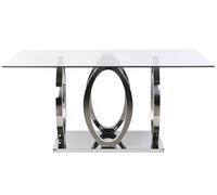 DKD Home Decor Mesa de Comedor de Acero y Cristal Templado 160x90x76