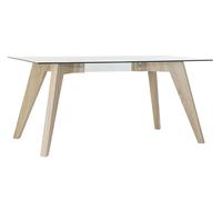 DKD Home Decor Mesa de Comedor de Cristal Templado Gris