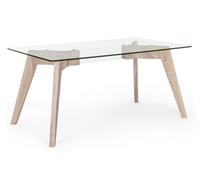 DKD Home Decor Mesa de Comedor de Cristal Templado y MDF 160x90x75