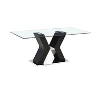 DKD Home Decor Mesa de Comedor de Cristal Templado y MDF Negra