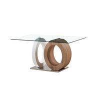 DKD Home Decor Mesa de Comedor de Cristal y MDF Blanco