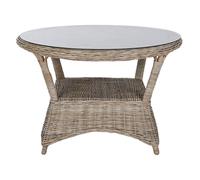 DKD Home Decor Mesa de Comedor de Ratán con Cristal Templado 120x120x82