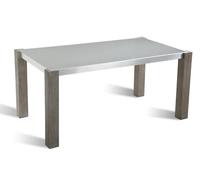 DKD Home Decor Mesa de Comedor de Roble y Aluminio con Cristal Gris