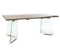 DKD Home Decor Mesa de Comedor MDF y Cristal Marrón 180x90x76