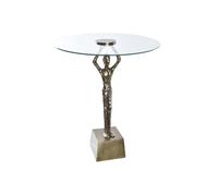 DKD Home Decor Mesita Auxiliar de Aluminio y Cristal Dorado