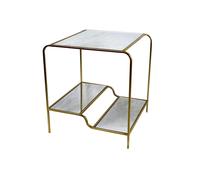 DKD Home Decor Mesita Auxiliar Metal Espejo Mate Dorado