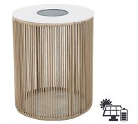DKD Home Decor Mesita Auxiliar Solar de Acero y Ratán Sintético