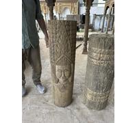 DKD Home Decor Pedestal de Madera de Teca con Buda Tallado 30x30x116 cm