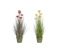 DKD Home Decor Planta Decorativa 30 x 30 x 78 cm Rosa Metal Amarillo PVC (2 Unidades)