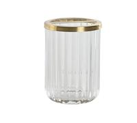 DKD Home Decor Portacepillos de Cristal Transparente y Dorado