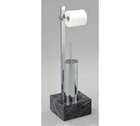 DKD Home Decor Portarrollos y Escobillero Acero y MDF Negro y Plateado