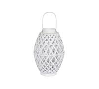 DKD Home Decor Portavelas Bambú y Cristal Blanco 22x22x36 cm