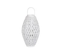DKD Home Decor Portavelas Bambú y Cristal Trenzado Blanco