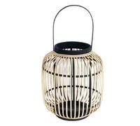 DKD Home Decor Portavelas de Bambú y Cristal Natural Marrón