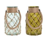DKD Home Decor Portavelas de Cristal con Cuerda Surtido de 2 Unidades