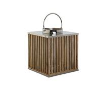 DKD Home Decor Portavelas Mango Cristal Marrón Natural