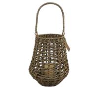 DKD Home Decor Portavelas Seagrass Cristal Natural 25x25x50