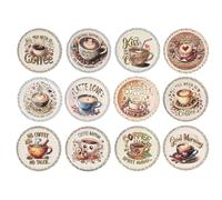 DKD Home Decor Posavasos de Dolomita y Corcho Café 9x9x0,5 cm, 12 unidades