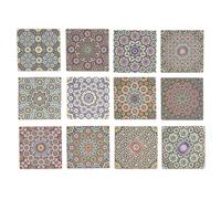 DKD Home Decor Posavasos Mandala Multicolor de Dolomite y Corcho, Set de 12