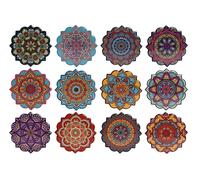 DKD Home Decor Posavasos Mandala Multicolor Surtido de 12 Unidades