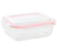 DKD Home Decor Recipiente de Cristal y PP 640ml Transparente/Rojo