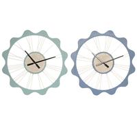DKD Home Decor Reloj de Pared Metálico con Arcos y Acabado Rugoso, Pack de 2