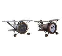 DKD Home Decor Reloj de Sobremesa Hierro Avión Surtido de 2 Unidades