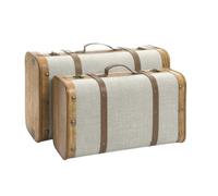 DKD Home Decor Set de 2 Baúles de Madera y Poliéster con Acabado Borreguito