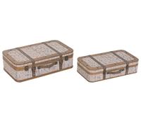 DKD Home Decor Set de 2 Baúles de Madera y Poliéster Multicolor