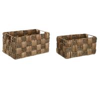 DKD Home Decor Set de 2 Cestas de Jacinto de Agua y Seagrass