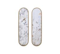 DKD Home Decor Set de 2 Espejos de Metal y Cristal con Diseño de Pájaros, Dorado
